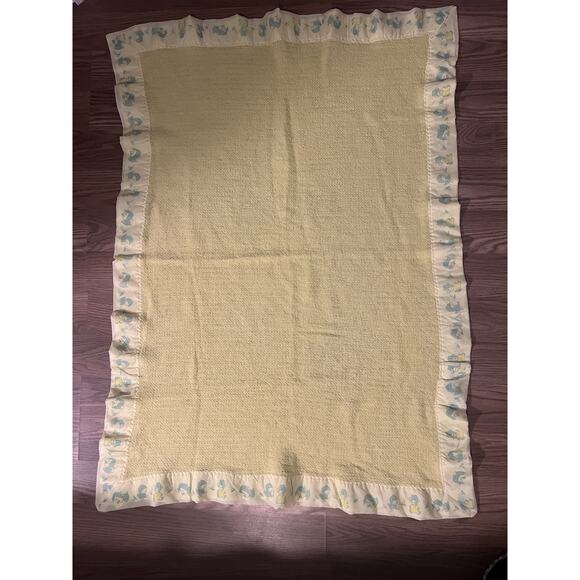 Vintage Carter’s Baby Thermal Crib Blanket Satin Trim Open Waffle Weave 36x50 - Picture 2 of 5